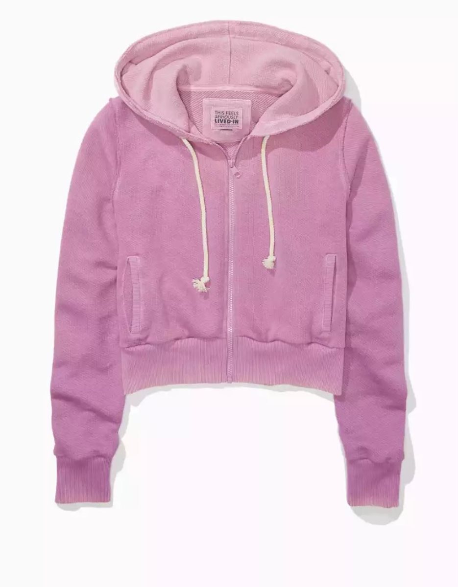 Sweat à Capuche American Eagle AE Sun Set Zip-Up Violette Femme | ZAL-82177769